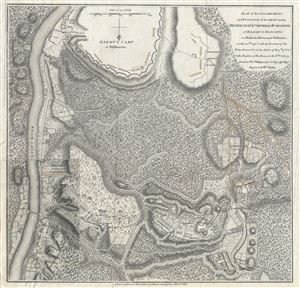 1780 Wilkinson and Faden Map of Battle of Saratoga New York (Revolutionary War)