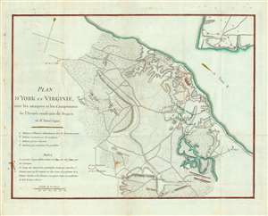 1787 Soules Map of Yorktown Showing the Final Battle of the American Revolution