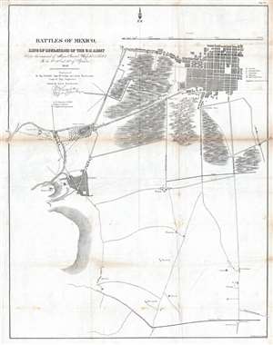 1847 Hardcastle Map of Battle of Mexico City during the Mexican-American War