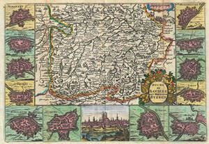 1747 La Feuille Map of Bavaria, Germany