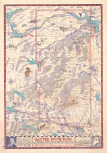 1965 Phillips Pictorial Map of Mt. Katahdin and Baxter State Park, Maine