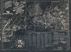 1945 Gensler World War II 178th Engineer Combat Battalion Pictorial Route Map of Europe