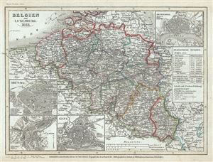 1853 Meyer Map of Belgium and Luxembourg