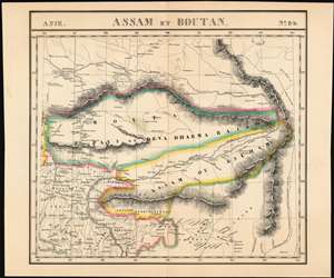 1827 Vandermaelen map of Bhutan, Assam and Southern Tibet