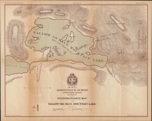 1879 Colvin Map of Blue Mountain Lake, Adirondacks, New York