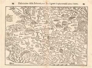 1545 Munster Map of Bohemia: 1558 Edition of the Earliest Acquirable Bohemia