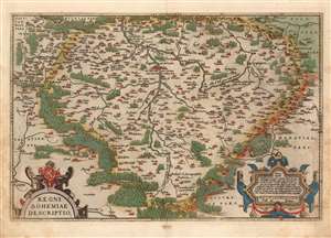 1587 Ortelius Map of Bohemia in Superb Original Color