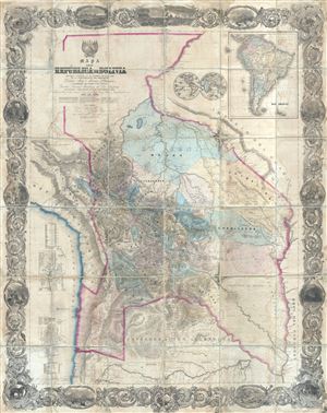 1859 Colton and Ondarza's Wall Map of Boliviau
