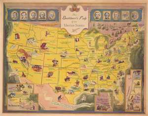 1949 Jones Literary Pictorial Map of the United States