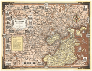 1938 Ernest Dudley Chase Pictorial Map of Boston and Vicinity