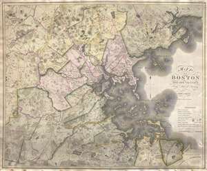 1819 Hales and Melish Map of Boston and Vicinity