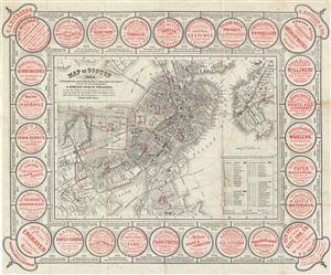 1862 Louis Prang Map of Boston, Massachusetts