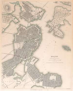 1845 S.D.U.K Map of the City of Boston