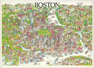 1977 Spurll 'City Design Print' Pictorial View Map of Boston, Massachusetts