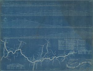 1881 Russell Cyanotype Route Map of the Boston and Albany Railroad