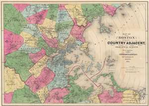 1872 Walling and Williams Map of Boston, Massachusetts, and Adjacent Counties
