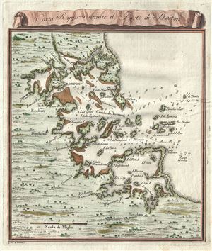 1763 Terreni Map of Boston, Massachusetts and its Vicinity