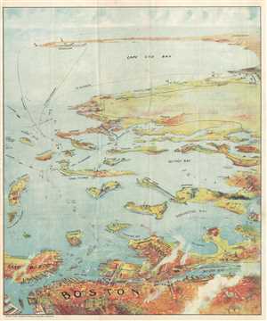1905 Murphy View Map of Boston Harbor: Boston to Cape Cod