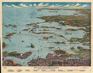 1914 Finn View Map of Boston Harbor and Cape Cod, Massachusetts