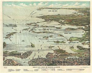 1918 Finn View Map of Boston Harbor and Cape Cod, Massachusetts