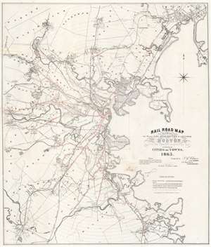 1865 Chase Railroad Map of Boston, Massachusetts, and Vicinity