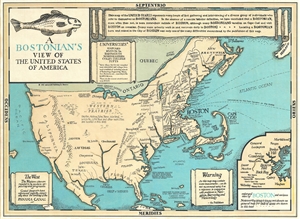 1930 / 1975 Wallingford Map: A Bostonian's View of the United States