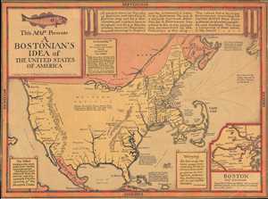 1936 Wallingford Map : A Bostonian's View of the United States