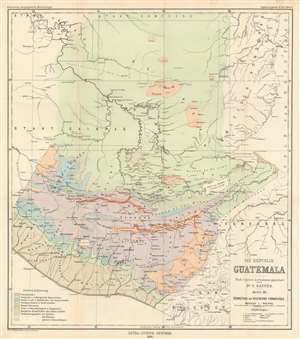1894 Hassenstein Botanical Map of Guatemala