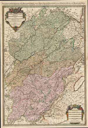1692 Jaillot Map of Burgundy and Franche Comte, France (Burgundy Wine)