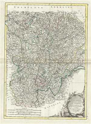 1771 Bonne Map of Burgundy, Franche-Comte, and Lyonnais, France