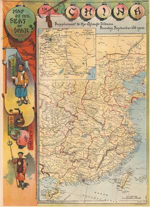 1900 Chicago Tribune Pictorial Boxer Rebellion Map of China