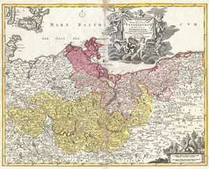 1720 Homann Map of Brandenberg and Pomerania, Germany