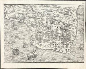 1565 Ramusio Map of Brazil
