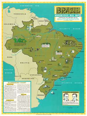 1967 Civic Education Service Pictorial Map of Brazil