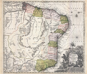 1730 Seutter Map of Brazil