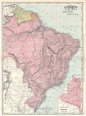 1892 Rand McNally Map of Brazil and Guiana