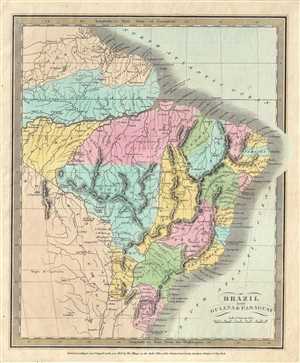 1834 Burr Map of Brazil, Guyana, Paraguay and Uruguay