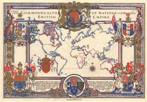 1937 Webb Pictorial Map of the World Highlighting the British Empire