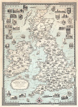 1935 Ernest Dudley Chase Pictorial Map of the British Isles