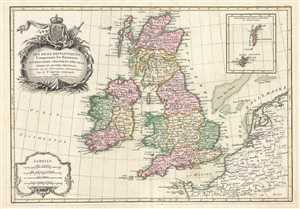 1771 Janvier Map of the British Isles ( England, Wales, Scotland, Ireland )