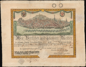 1825 Journeyman Certificate with View of Brno, Czech Republic