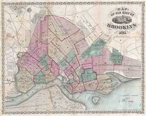 1871 Bishop Pocket Map of Brooklyn, New York