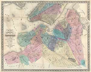1856 Dripps Map of Brooklyn (New York City)