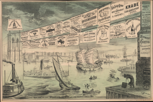 1879 Keppler Satirical View of the Brooklyn Bridge under Construction