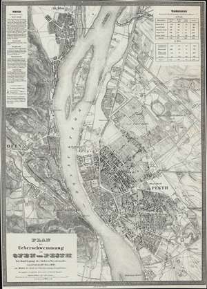 1838 Schmid Map of Budapest, Hungary (Great Flood)
