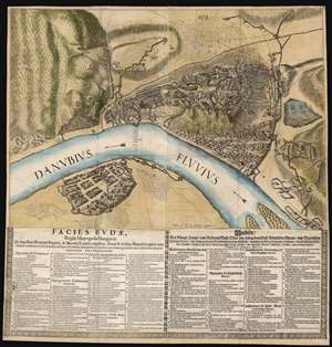 1687 Broadside Map of the 1686 Siege of Buda, Budapest, Hungary
