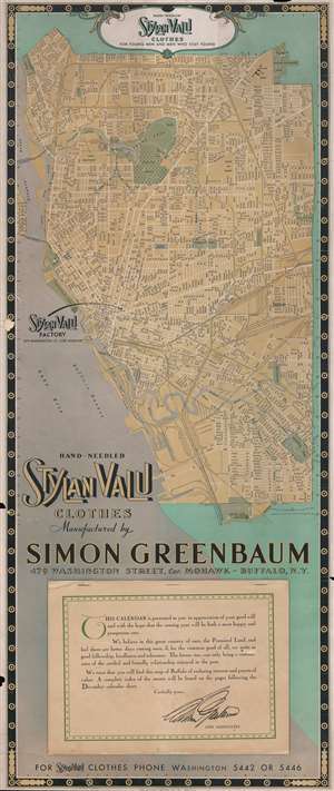1934 Whitney Graham Calendar City Map of Buffalo, New York