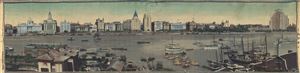 1934 Panoramic Brocade View of the Bund, Shanghai on silk