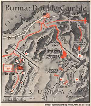 1944 Chapin Map of Burma / Myanmar during World War II