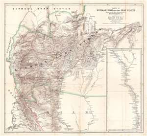 1886 Sharbau and Milne Map of Burma (Myanmar) and Thailand
